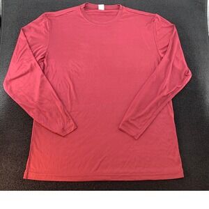 Sport Tek Long Sleeve Crew Neck T-Shirt Burgundy Polyester‎ Size L